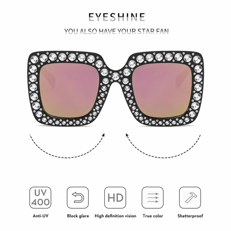 Sparkling Crystal Children Sunglasses Retro Rhinestone Diamond Eyewear Kids Square Sun Glasses for Beach/Travel/Party