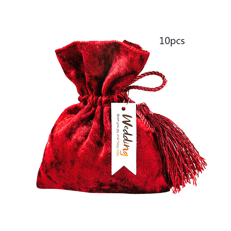 10 pçs de veludo fio de casamento doces sacos de presente europa pacote de chocolate saco de casamento natal veludo cordão saco de doces
