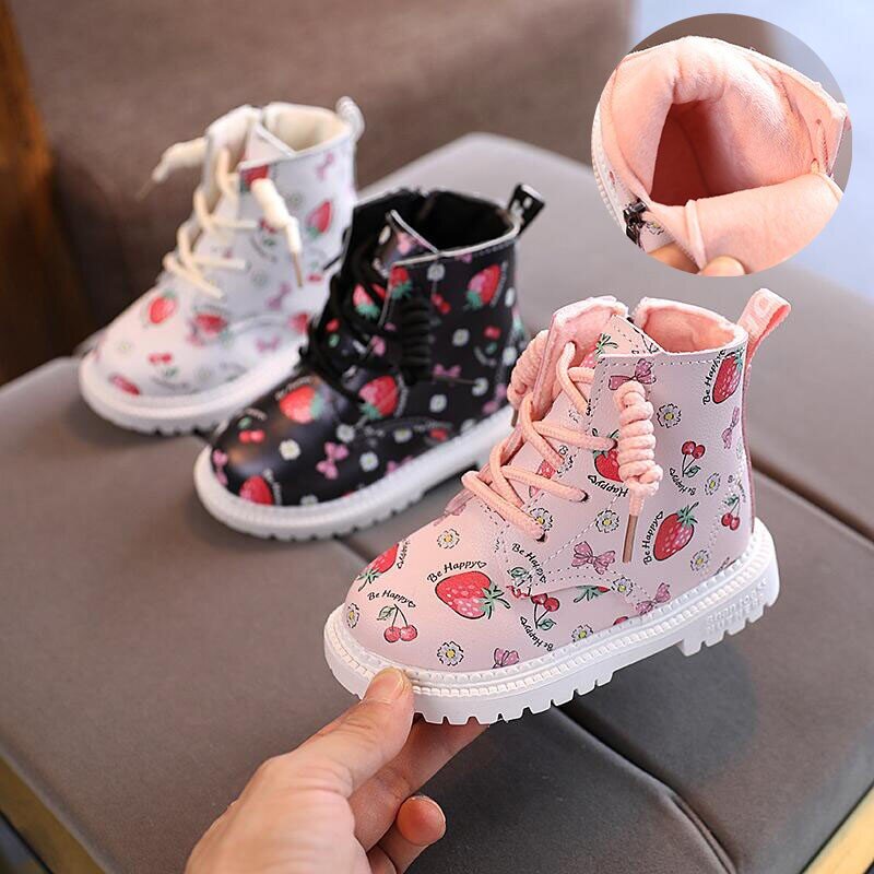 Nowe dziecięce buty buty dla dziewczynek botki moda skórzane wodoodporne zimowe maluch dzieci buty śniegowce Casual miękkie antypoślizgowe