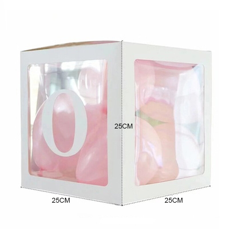 Caja de globos con letras transparentes, feliz cumpleaños y decoración de boda, suministros para fiestas de primer cumpleaños, caja de globos