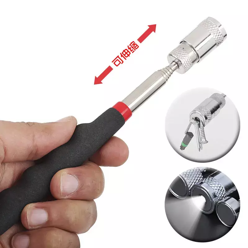 Telescopic Magnetic Pen with Light Mini Hand Portable Magnet Pick Up Tool Adjustable Pickup Rod Stick Picking Up Screws Nut Bolt