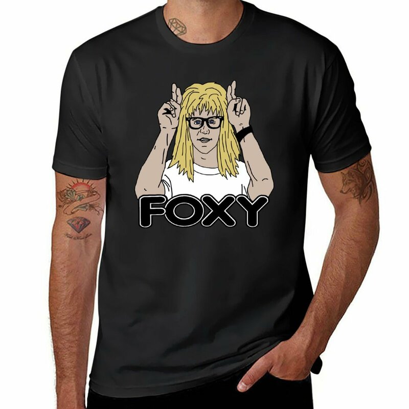 New Foxy Garth Wayne's World Dana Carvey T-Shirt plain t-shirt anime clothes heavyweight t shirts for men