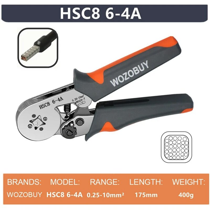 Tuleje tulejowe narzędzia do zaciskania końcówek Mini szczypce elektryczne HSC8 6-4/6-6 (0,25-10mm2/0,25-6mm2) zacisk do naprawy połączeń przewodów