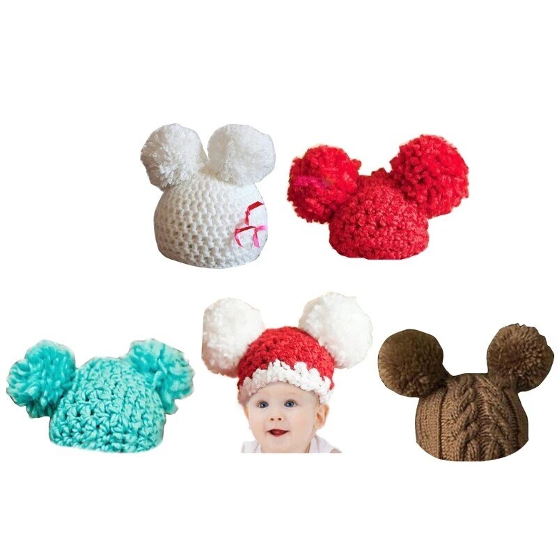 Newborn Photo Props Pompon Hat Baby Photography Props Soft Knitting Hat Headwear DropShipping