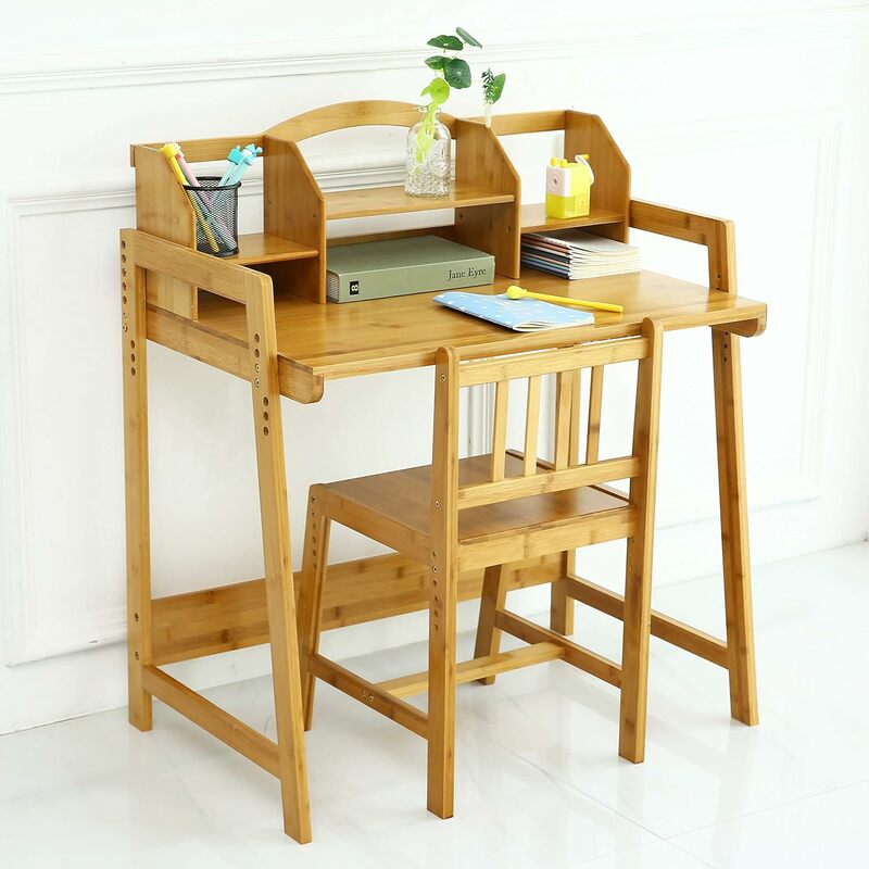 ชุดโต๊ะและเก้าอี้สำหรับเด็กโต๊ะอ่านหนังสือและเก้าอี้สำหรับเด็กปรับความสูงได้