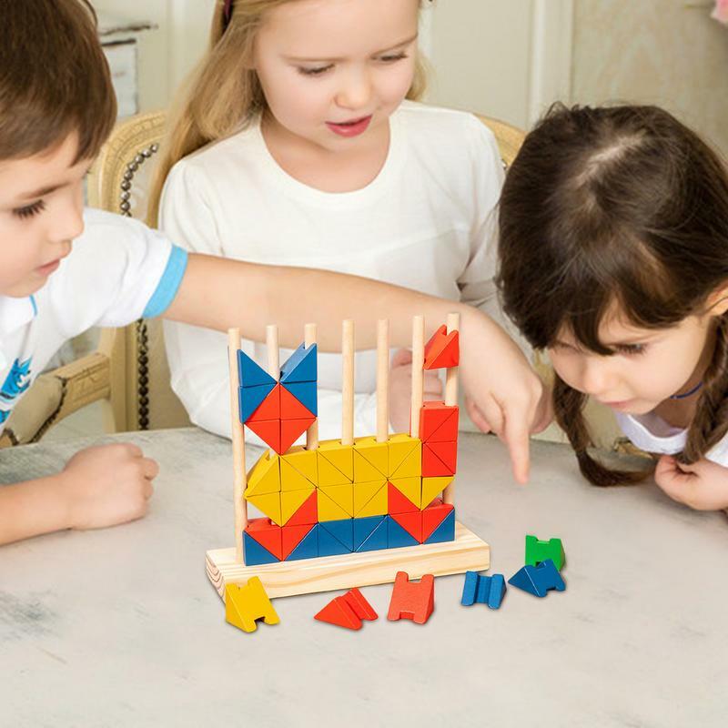 木製の形をした並べ替えと積み重ねのおもちゃ、3D列、照合のおもちゃのビルディングブロック、就学前の細かいモーターのスキル、子供と幼児