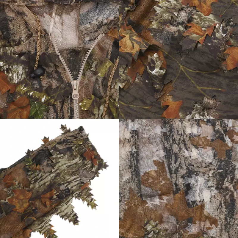 Trajes Ghillie biónicos de hojas 3D, ropa de caza con capucha, CS, transpirable, para exteriores, observación de aves, caza forestal, traje de francotirador