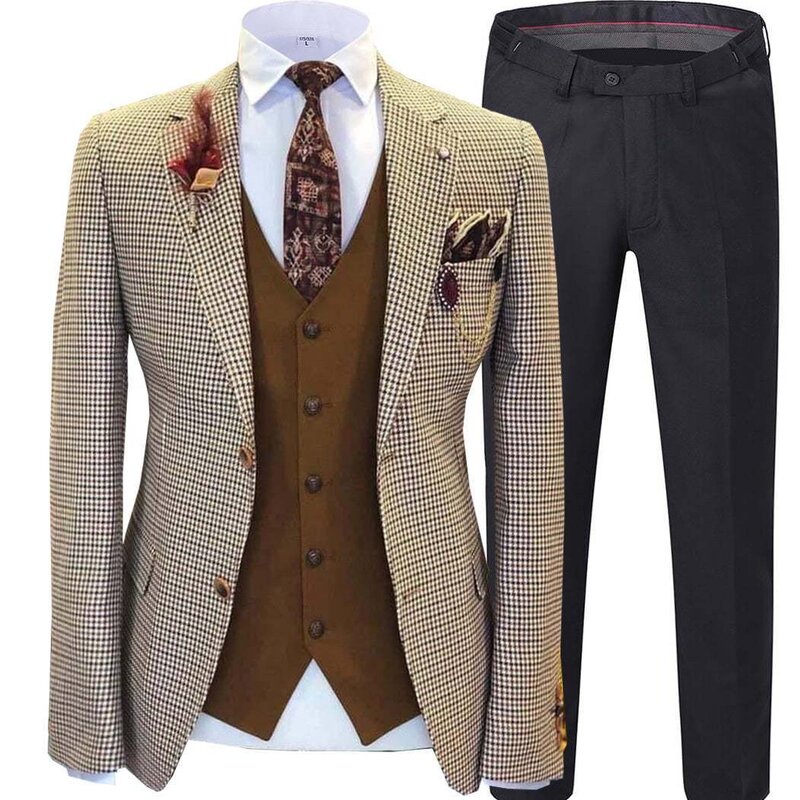 Terno casual slim fit de três peças, terno de negócios masculino, moda simples, O6277