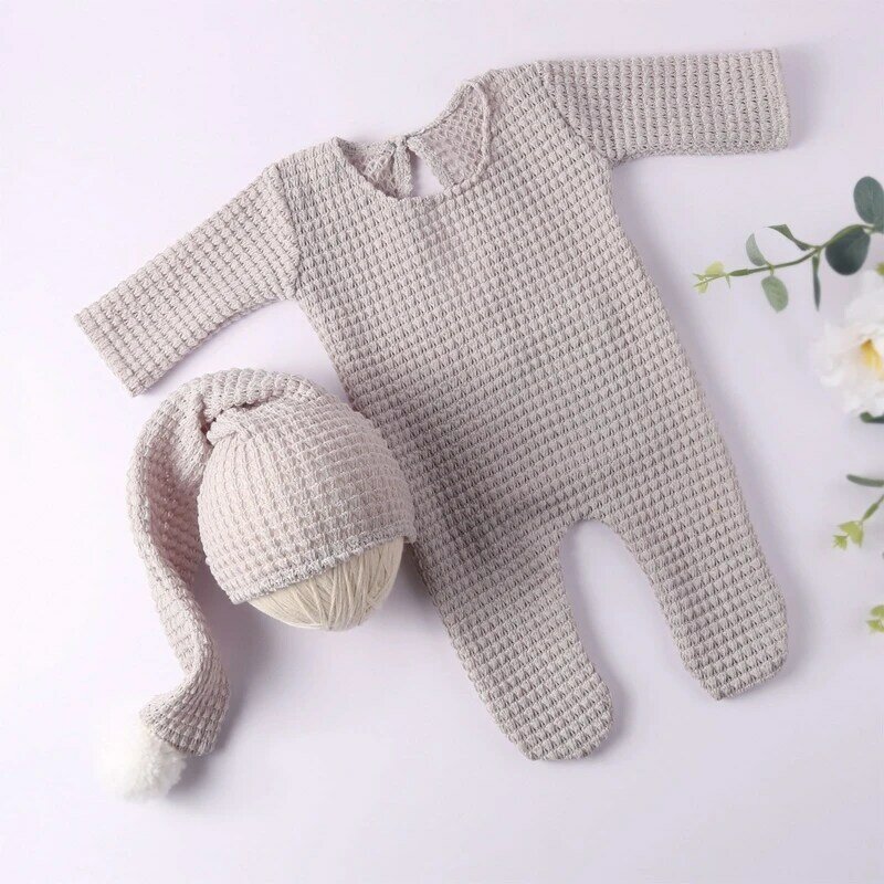 幼児の写真撮影の小道具 0-12 ヶ月の赤ちゃん男の子女の子全体的なロンパースとスリーピー帽子ジャンプスーツセット少年少女の写真の衣装