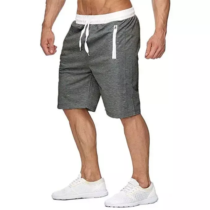 Мужские спортивные шорты на молнии, с карманами