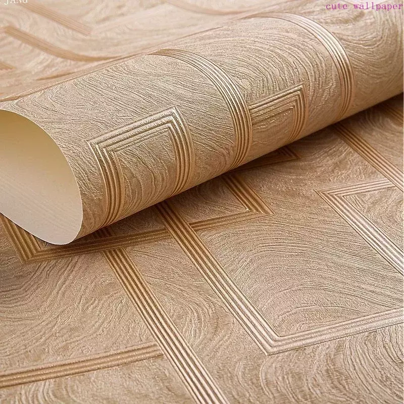Chinese Style Golden 3D Back Grid Embossed Wallpaper Living Room Study Tea Room Hotel Home Decoration Chinese Pane Wall Stickers
