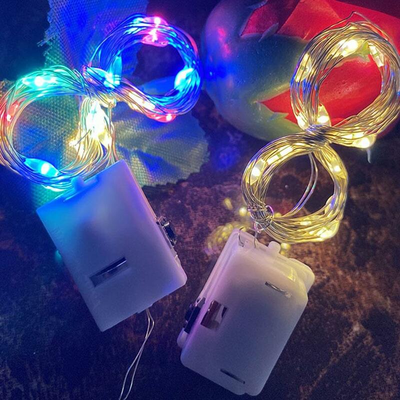 Mini guirnalda de luces de hadas Led de alambre, 1m, 2m, Cr2032, batería nueva, árbol, P9n2, cadena de luz de año, Flash pequeño, Navidad, L4v7