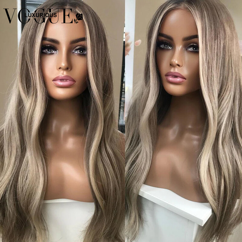 Highlight Ash Blonde Body Wave Glueless Closure Human Hair Wigs 13X4 Transparent Lace Frontal Wig Brazilian Remy Pre Plucked