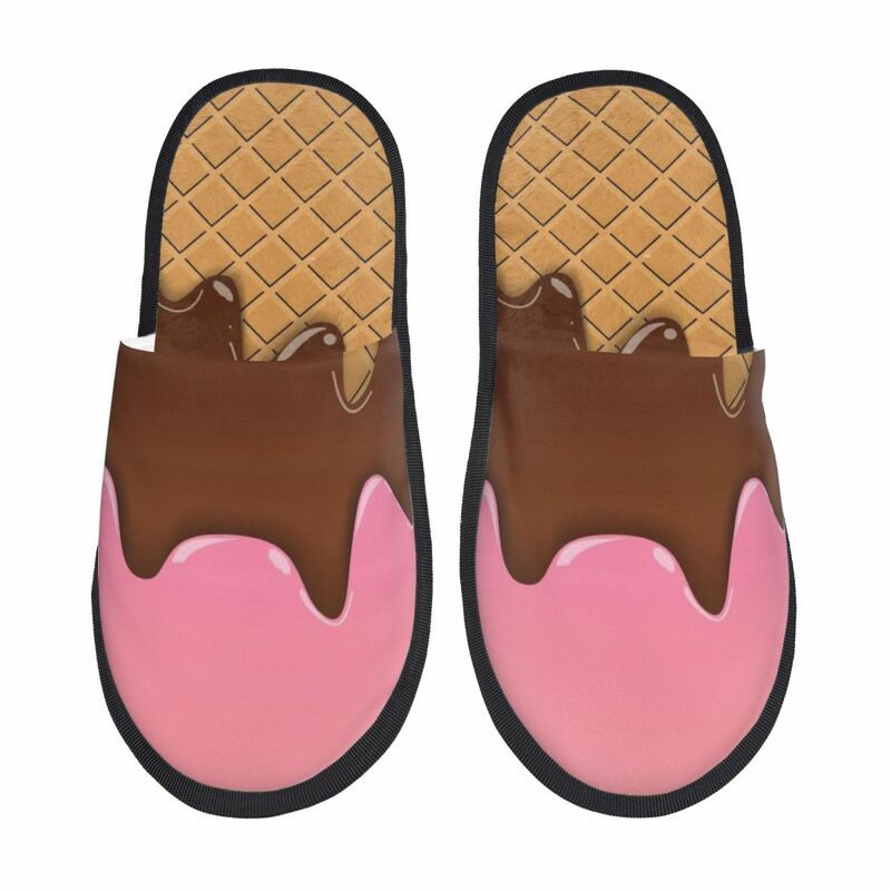 Nutty Chocolate Ice Cream Waffle 6 Men Women Furry slippers,Leisure pantoufle homme Home slippers