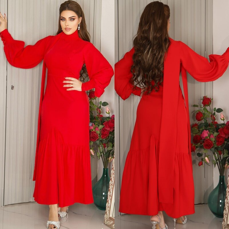 Prom Dress Evening Saudi Arabia Jersey Ruched Quinceanera A-line High Collar Bespoke Occasion Gown Midi Es Saudi Arabia