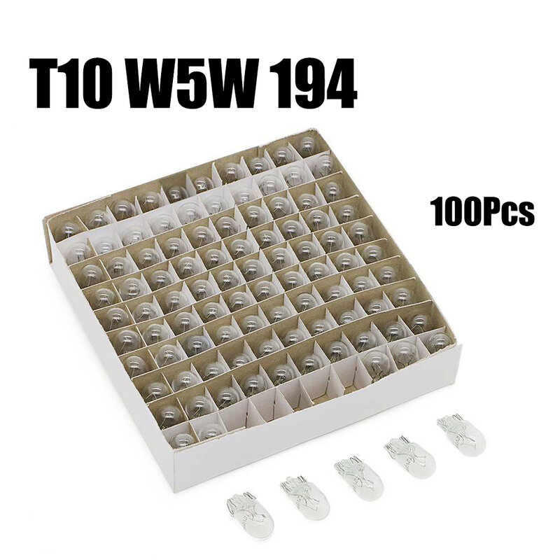 100 sztuk/zestaw 194 T10 przezroczysty klinowy Instrument żarowy Panel oświetleniowy żarówki uniwersalny 12V LED zestaw lampowy biały