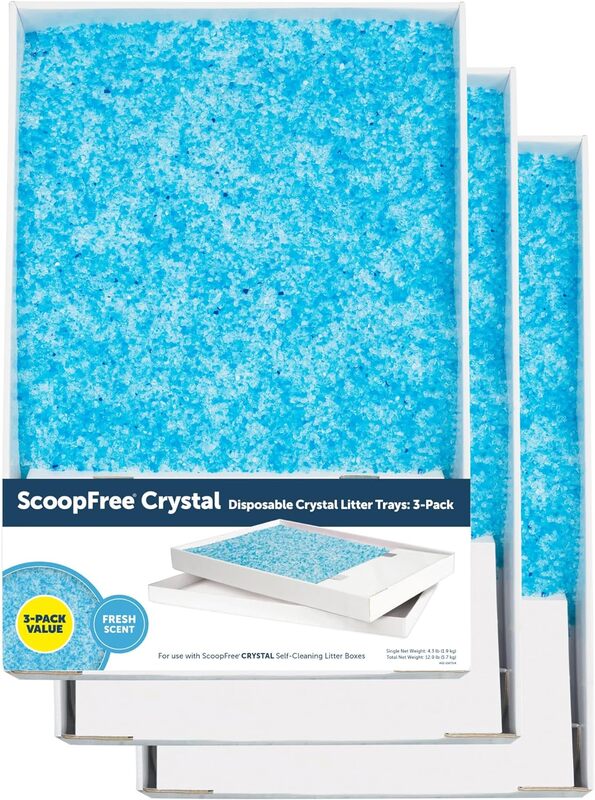Nova bandeja de cristal ScoopFree Recargas, cristais azuis Premium, bandeja descartável, inclui proteção contra vazamento, EUA, 3 Pack, quente