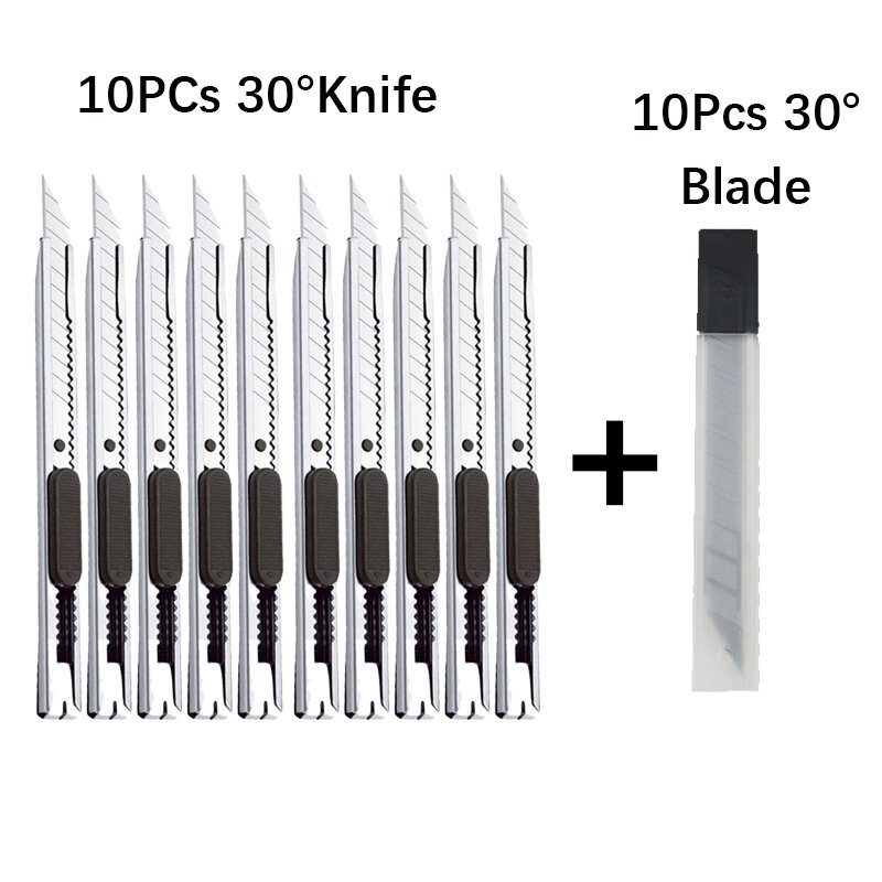 10 stücke/Set Utility Messer Öffnen Paket Praktische Diy Kunst Büro Lernen Werkzeug Schreibwaren Werkzeug Papier Cutter 10/20 STÜCKE Klinge Optional