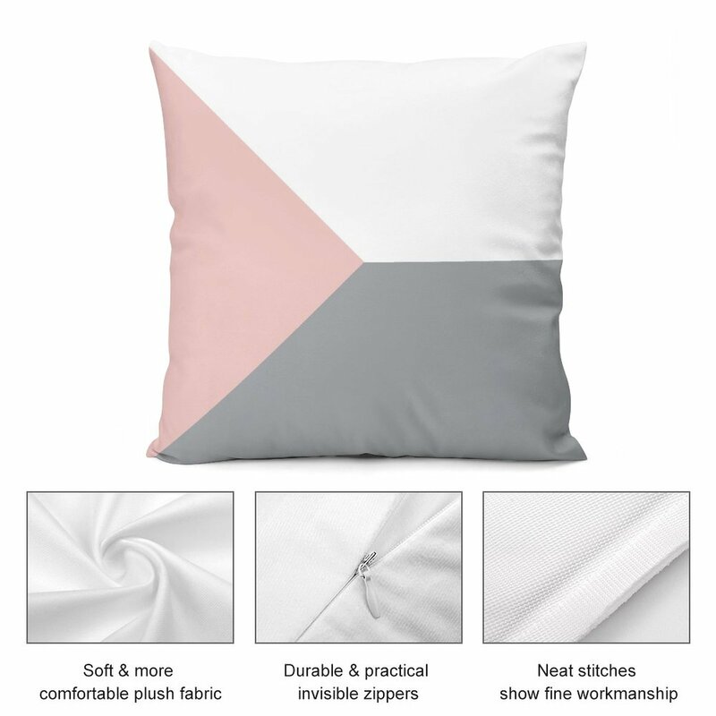 Pink and Grey Scandinavian Geometric Minimalist Throw Pillow Custom Cushion Plaid Sofa autumn pillowcase