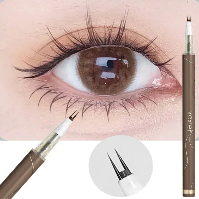 Double Forked Tip Lower eyelash Pen Makeup Ultra-thin 2 Fork Tip Liquid Eyeliner Waterproof Natural Eye Brow Lower Lash Pencil