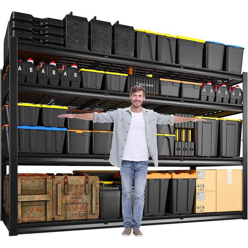 60" W Garage Shelving Heavy Duty Storage Shelves 2500LBS Adjustable Metal Shelving Units and Storage 4-Tier Industrial Ga