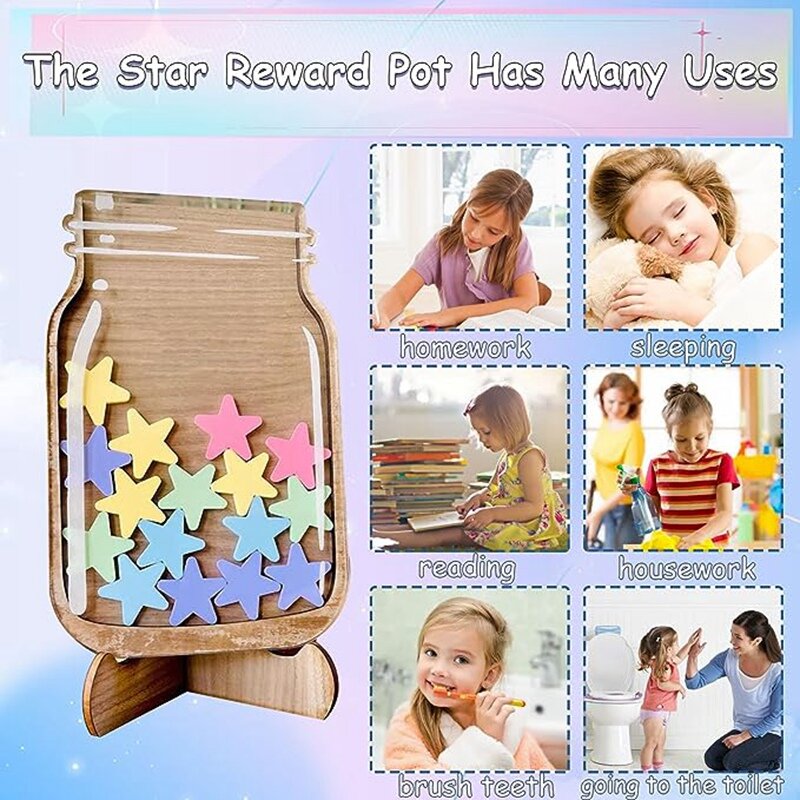 Reward Jar Set Kit For Kids With Stars Classroom Daily Training Reward Board Classroom Reward Jar Set With Tokens Chore Chart