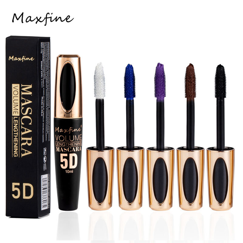 MAXFINE 5D Mascara Lengthening Black Lash Eyelash Extension Eye Lashes Brush Beauty Makeup Long-wearing Color Mascara