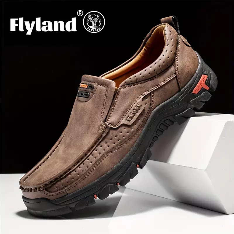 أحذية الكاحل الجلدية المصنوعة يدويًا للرجال ، أحذية خارجية قابلة للتنفس ، حذاء للمشي ، حذاء للمشي ،