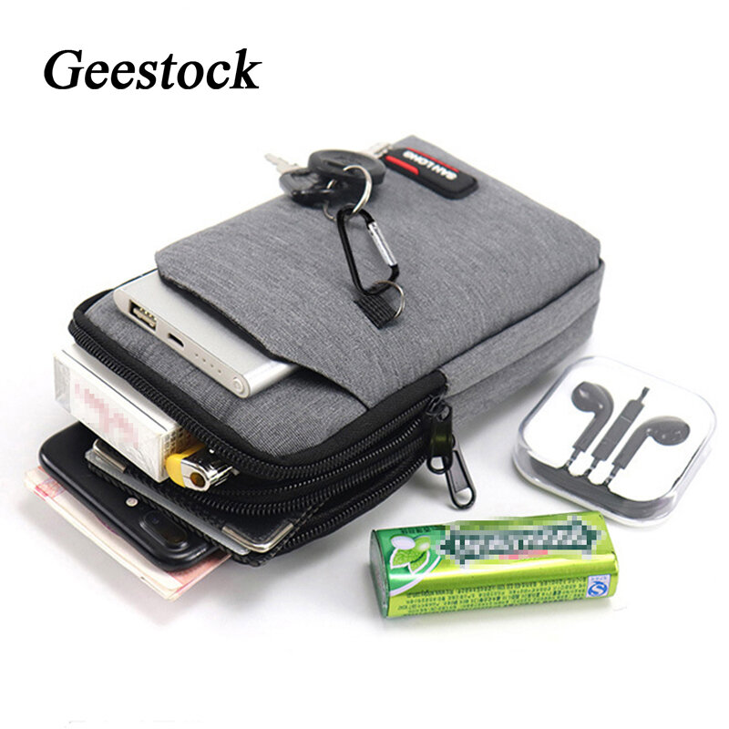 Geesock tas pinggang tahan air untuk pria, Tas Pinggang dua lapisan, tas kantong ponsel luar ruangan, tas sabuk selempang untuk pria