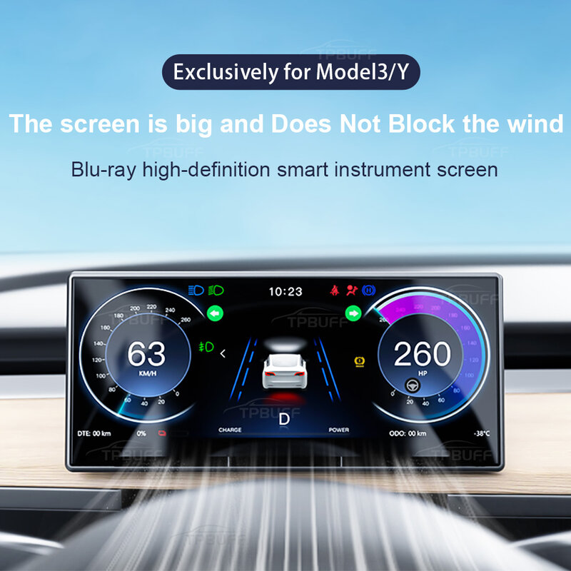 Экран приборной панели TPBUFF 2024 для Tesla Model Y Model 3 Highland, Передняя камера с поддержкой CarPlay Android Auto 2023
