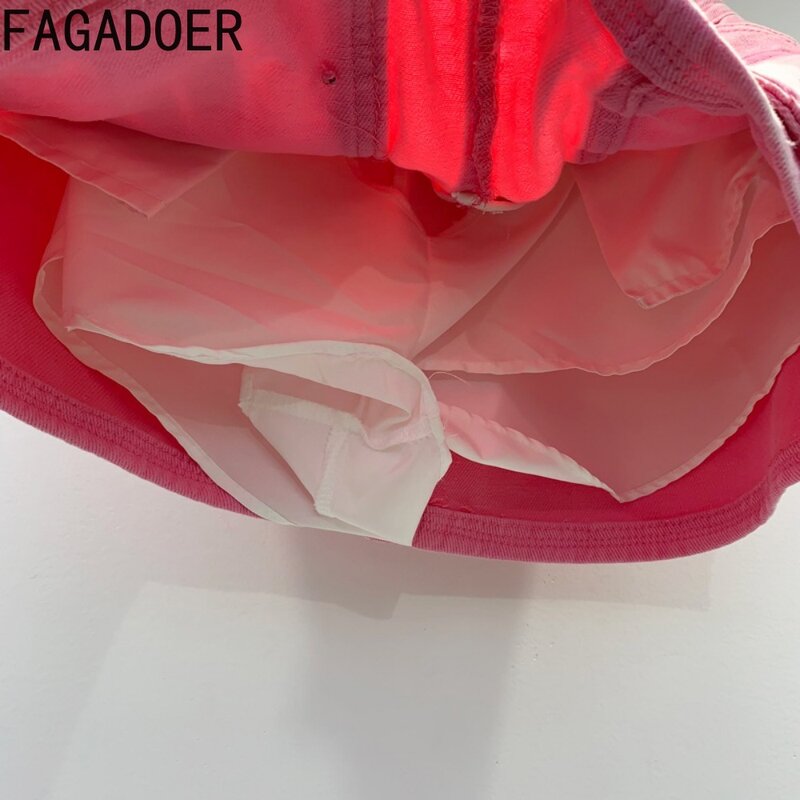 Fagadoer-女性のためのカーゴポケット付きのパーソナライズされたデニムスカート,ハイウエスト,ボタン付きミニスカート,一致するカウボーイボトムス,y2kファッション,夏