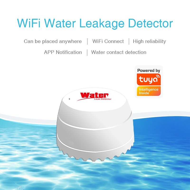 Датчик утечки воды TY015, Wi-Fi Смарт-датчик для обнаружения протечек, с дистанционным управлением через приложение, с оповещением о переполнении
