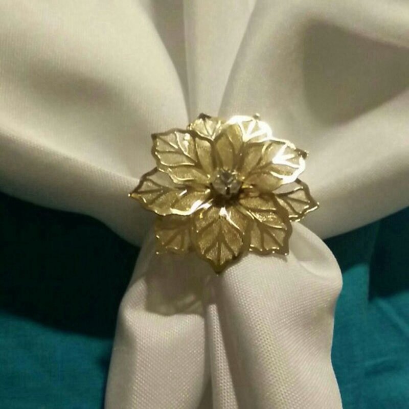 Servilleteros de Metal dorado con diseño de flores, soporte de anillo con hebilla para Hotel, boda, fiesta, mesa de cena occidental, 30 piezas