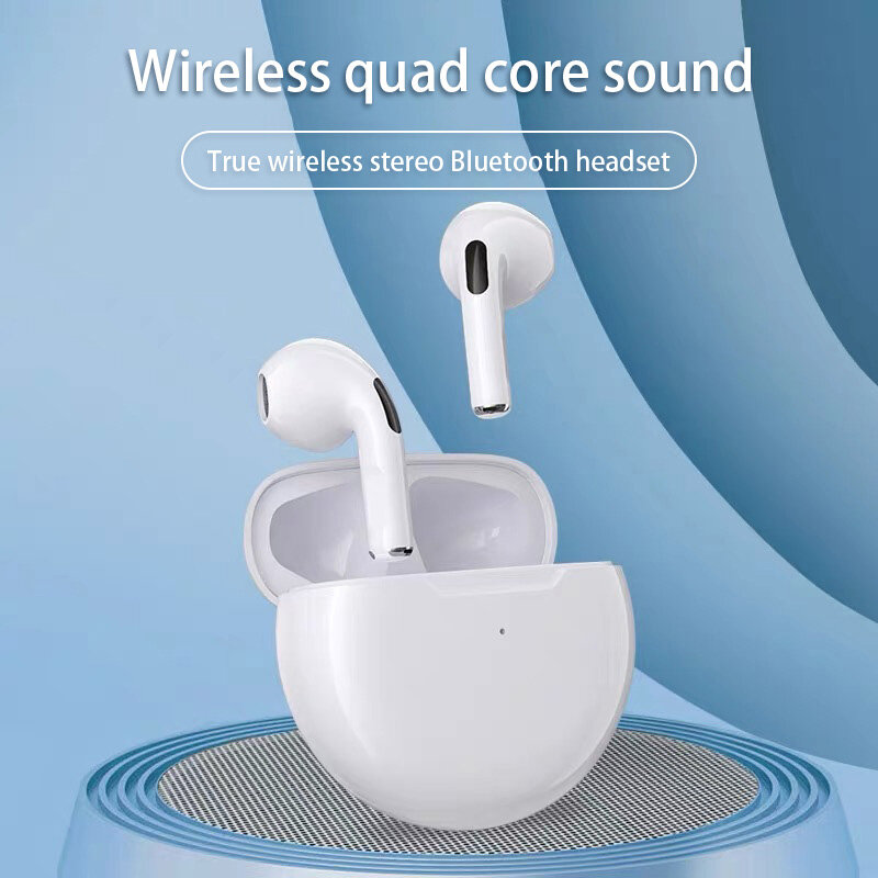 TWS Pro6 Fones De Ouvido Bluetooth com Microfone, Fones De Ouvido Sem Fio, Fones De Estéreo Hifi, Auriculares Esportivos, Android, iOS, Smartphones
