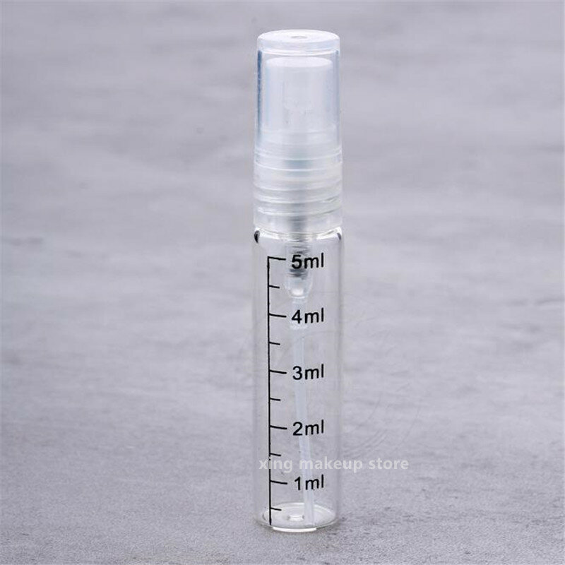 Botella de Perfume de vidrio negro con escala, pulverizador de niebla de muestra, botella atomizadora, viales de vidrio fino 4 #, 2ml, 5ml, 10ml, 10/100 Uds.