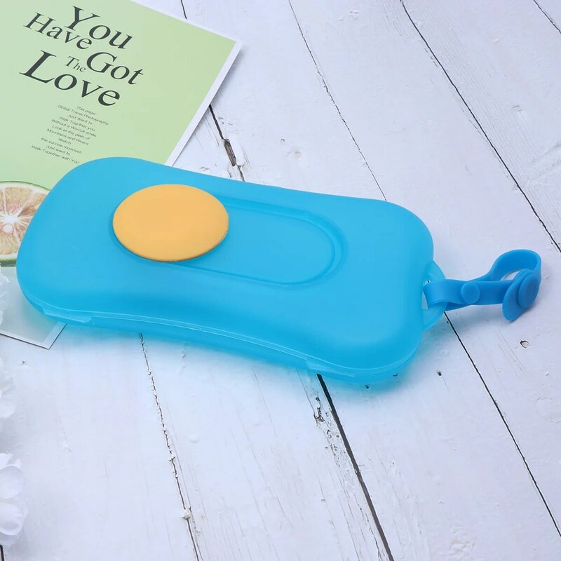 Delikatne wygodne przenośne pudełko na chusteczki dla niemowląt zewnętrzne chusteczki do przechowywania w kolorze niebieskim