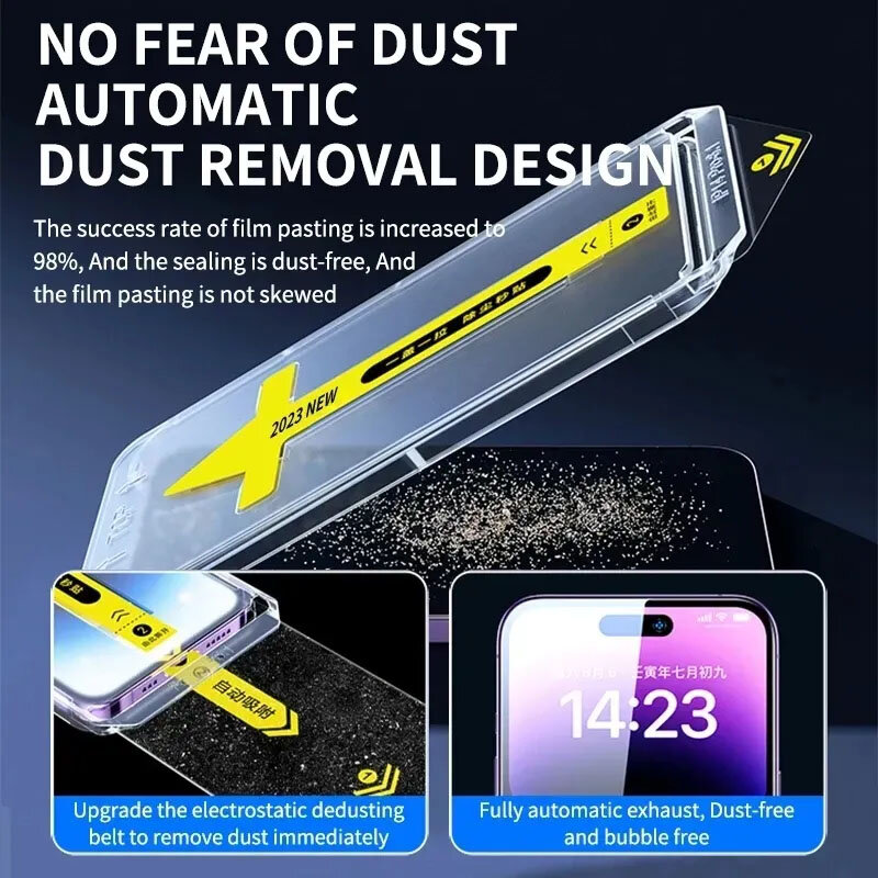 1-2pcs 8K Oleophobic Coating Dust free Installation Screen Protector For iPhone 13 11 12 14 Pro Max Mini X XR 15 Anti Spy Glass