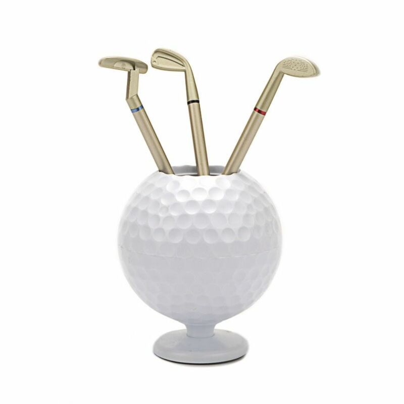 Bola de golfe caneta titular caixa organizadora, caixa de base antiderrapante, lápis de golfe decoração, mini 3 cores, 1 conjunto