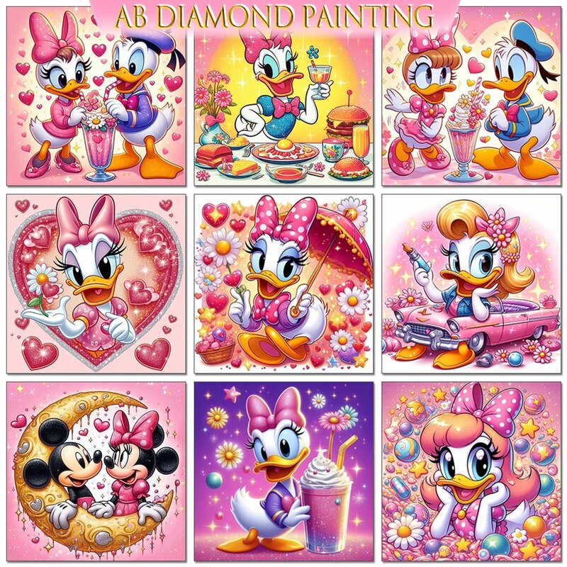 Disney DIY Kit Pintura Diamante, Pato Donald, Mickey, Ponto Cruz, Mosaico Amor, Handmade, Bordado Arte Presente, 5D