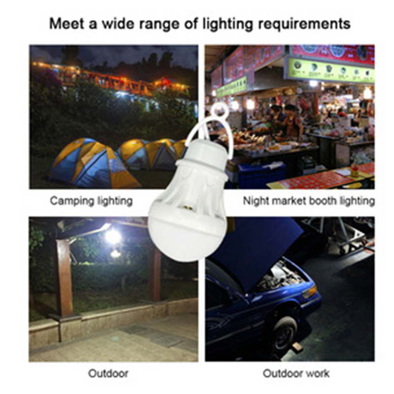 Ampoule LED USB portable, lampe de livre, lumière de camping en plein air, lampe de lecture intérieure, lampe de secours à économie d'énergie