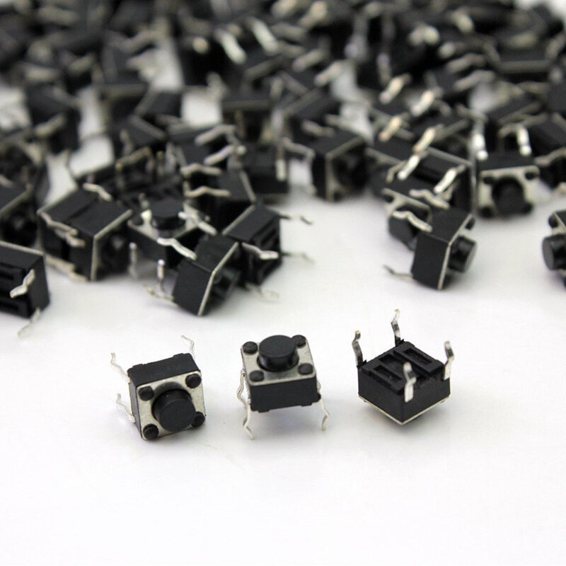 100 stks/partij mini micro tijdelijke tactiele drukknop schakelaar 6*6*5mm 4 pin aan/uit toetsen dip 6x6x5mm
