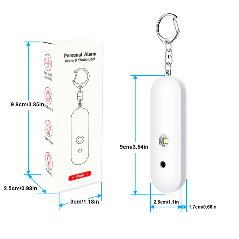 Woman Keychain Alarm 130dB Personal Siren Flashlight Alarming Device