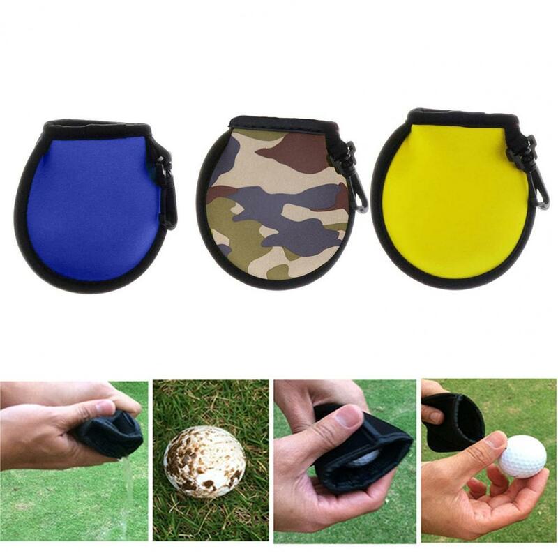 Bolsa de limpieza de pelotas de Golf, suave con hebilla, felpa interior, Color sólido, regalo