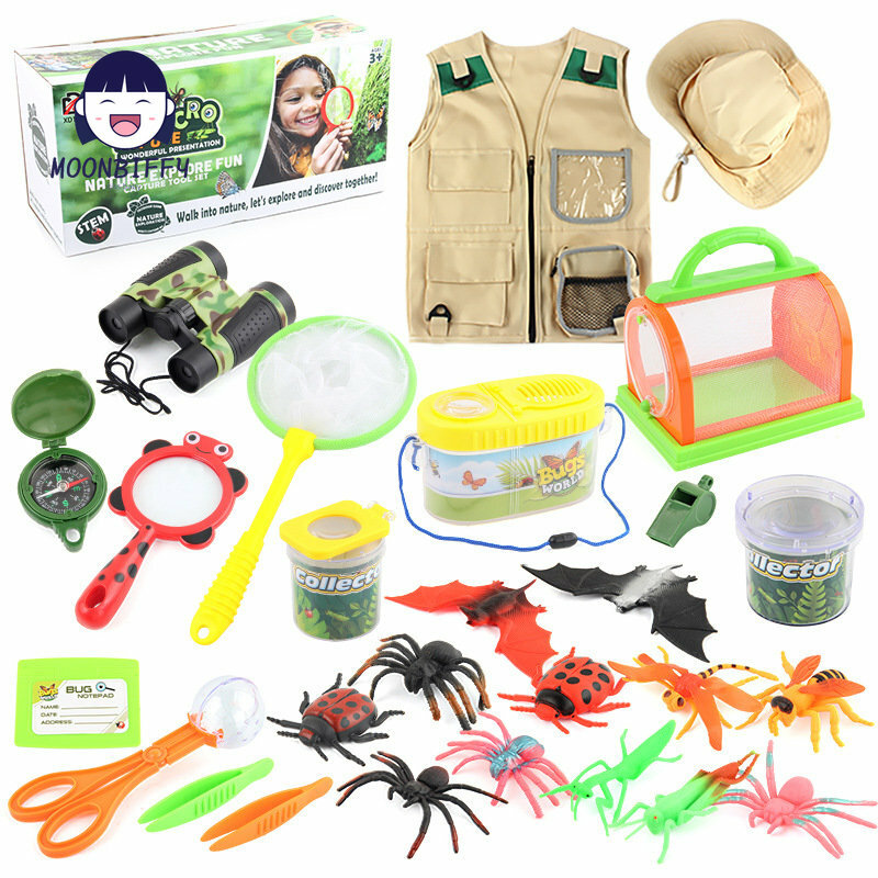 Kit de explorador de aventura para niños, juguetes de explorador al aire libre, juego de atrapadores de insectos, juguete educativo de aventura para acampar, 26 piezas