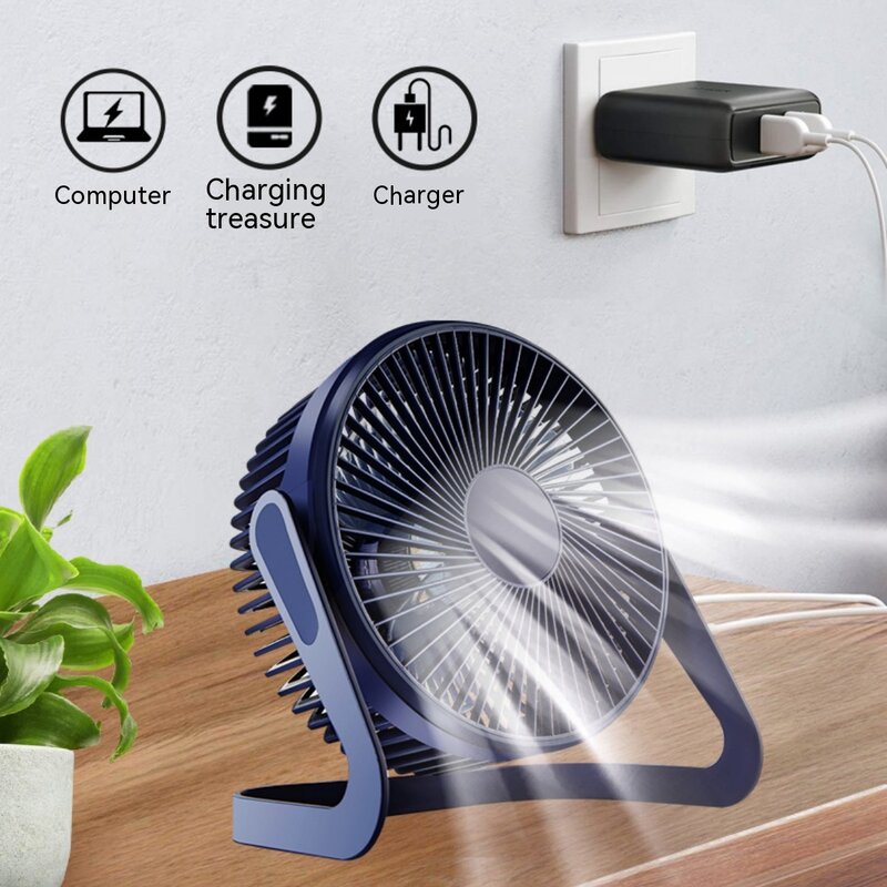 Mini ventilador de mesa portátil portátil ajustável, verão mudo refrigerador de ar para home office, usb, rotação 360 °, 5"