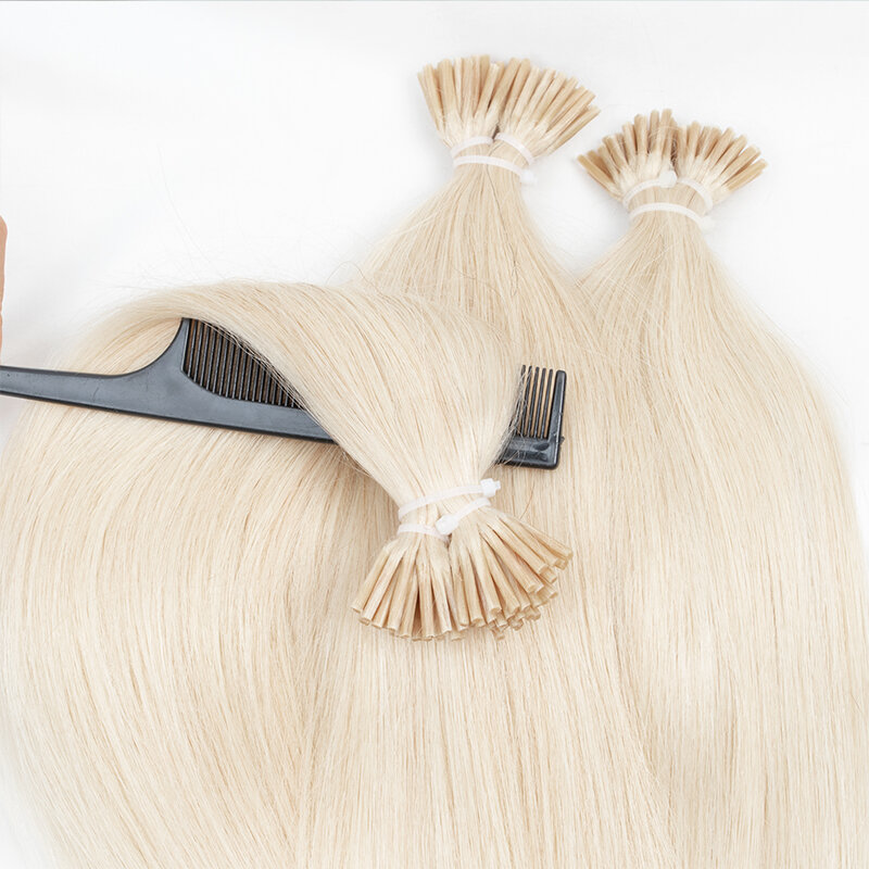 Weiße Blondine #1001 ich Spitze Micro link Haar verlängerungen echtes natürliches menschliches Haar Mikro perlen kalte Fusions kapseln Maschine Remy Haar