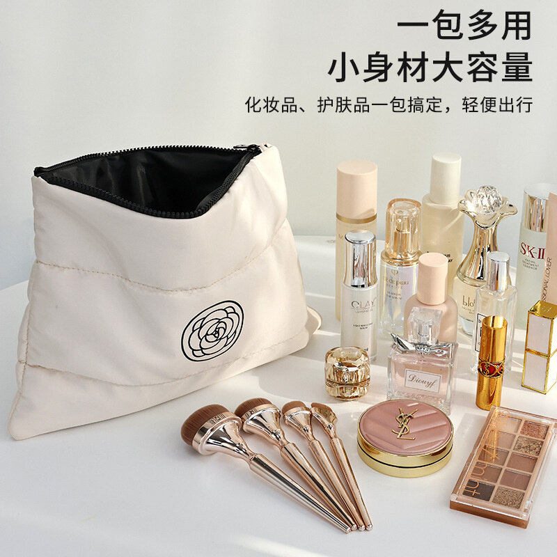 Bolsa de cosméticos de Camelia para mujer, bolso de mano portátil de gran capacidad, organizador de maquillaje de viaje de alto valor, nueva moda
