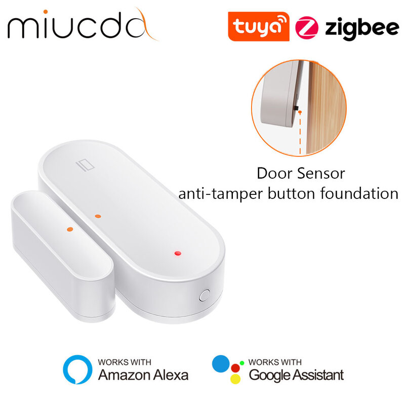 MIUCDA Tuya Zigbee Smart Door Window Sensor Smart Anti-tamper Button Home antifurto APP telecomando funziona con Alexa Google Home