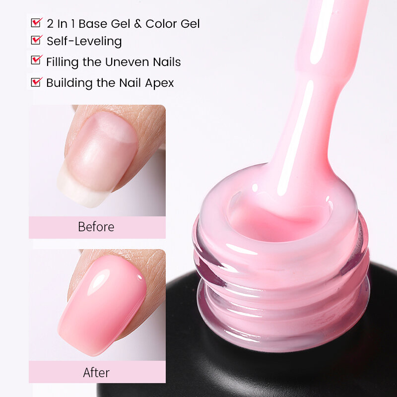 BORN PRETTY-Base de goma Rosa lechosa para uñas, esmalte de uñas con purpurina, barniz semipermanente, Gel UV autonivelante LED, 15ml