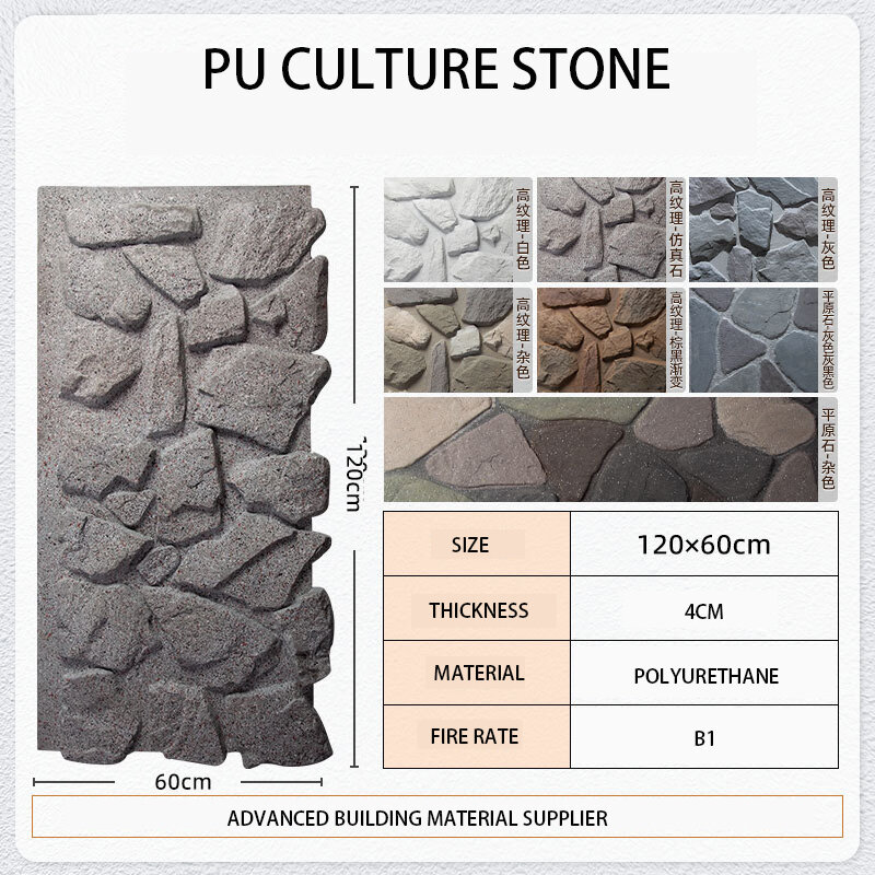 Culture Gen Stone Pu Wall Panel, Decoração Exterior, Luxo, Excelentes Materiais de Construção, Casa, 10 Pcs